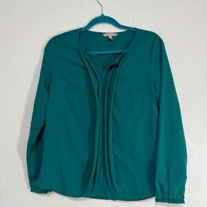 Banana Republic Teal Long Sleeve Button Front Blouse Top Women's Size S